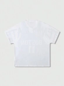 ROMWE MEN Street Life Camiseta de manga corta con estampado de estilo callejero y manga de murciélago para hombres, adecuada para uso diario en primavera y verano, escuela, Halloween