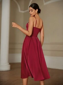 Chiquease Fashionable Sleeveless Bodycon Midi Dress For Women - Burgundy - View 2