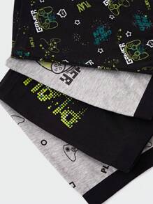 4pcs/Set Young Boy Gamepad & Letter Print Comfortable Boxer Briefs