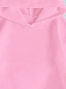 Teen Girl Slogan Print Drop Shoulder Long Sleeve Casual Loose Hoodie Sweatshirt, Autumn/Winter - Hot Pink - View 3