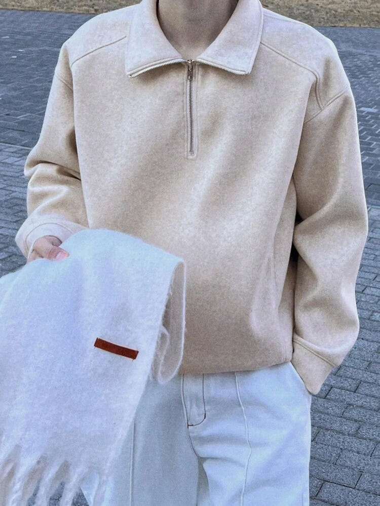 Men Solid Color Pullover Sweatshirt Autumn