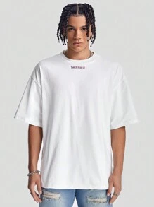 Manfinity VCAY 男士宽松英文字母图案印花圆领短袖T恤，夏季