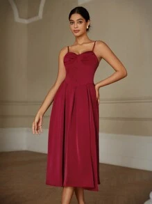 Chiquease Fashionable Sleeveless Bodycon Midi Dress For Women - Burgundy - View 4