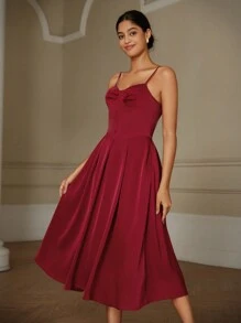 Chiquease Fashionable Sleeveless Bodycon Midi Dress For Women - Burgundy - View 5