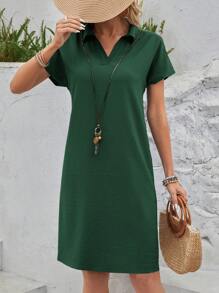EMERY ROSE Blue Casual Batwing Sleeve Dress Summer - Dark Green - View 4