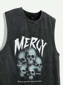 Manfinity VCAY 男士宽松长袖针织连帽衫，带英文字母印花，万圣节服装 - 黑色 - 查看 7