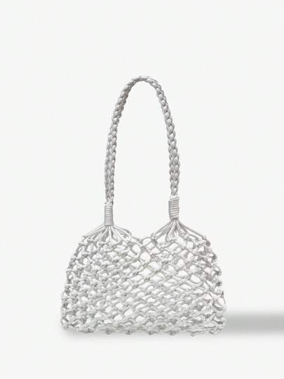 SHEIN VCAY Women's Woven Shoulder Beach Vacation Bag