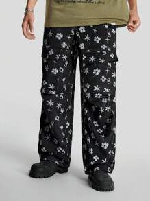 Manfinity VCAY Pantalones rectos holgados con estampado digital tejidos para hombre