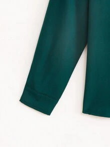SHEIN Leap Crew Tween Boy Casual långärmad skjorta med knapp upp krage - Mörk Grön - Visa 4