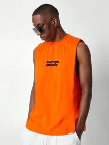 SUMWON Camiseta sin mangas de ajuste regular con estampado gráfico - Naranja - Ver 1