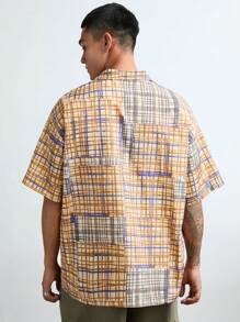 Manfinity VCAY Men's Casual Loose Fit All-Over Printed Short Sleeve Woven Shirt.Men Shirts.Graphics Shirts.Halloween Shirts. - Blue - View 2