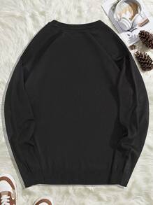 SHEIN Cottnline Men Pirate Printed Regular Sweater - Black - View 2