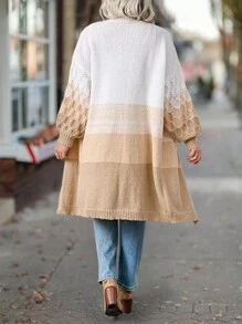 SHEIN LUNE 大码拼色长袖秋季开衫休闲外套 - 彩色 - 查看 2