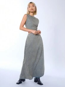 MUSERA Top corto de verano lindo de los 90 sin mangas con pliegues laterales en denim