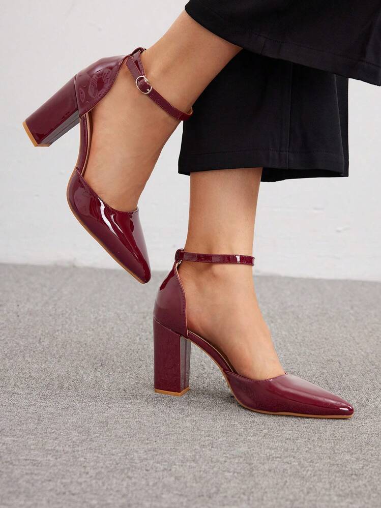 Maroon heels with ankle strap hot sale