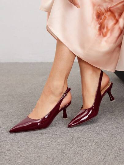 CUCCOO BIZCHIC Fashionable Burgundy Back Strap Classic Pointed High Heel Shoes For Women, Suitable For Office, Dating, And Party BURGUNDY Heels Spring Shoes Spring Break Easter For Christmas