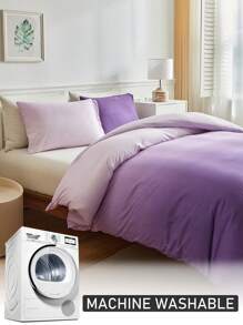 3pcs Ombre Purple Polyester Duvet Cover Set, Minimalist & Fashionable Bedding Set Suitable For All Seasons - Multicolor - View 6