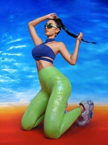 Innovista Camiseta deportiva de manga corta asimétrica, ropa deportiva diaria de soporte medio para yoga, pilates, HIIT, entrenamiento, oficina al gimnasio, running, boxeo, ropa de ejercicio de otoño, ropa de entrenamiento de otoño e invierno, diseño a rayas, movimiento cómodo, funcional, cardio, ejercicio, saludable, utilitario, elegante - azul real - Ver 12