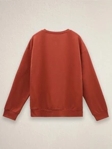 女士休闲字母印花长袖卫衣 - 橘色 - 查看 2