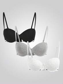 Women's Bra With Underwire And Molded Cups (3 Packs) - Multicolor - View 4