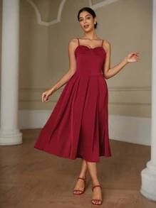 Chiquease Fashionable Sleeveless Bodycon Midi Dress For Women - Burgundy - View 3