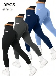 Easithlete 女式无缝高腰弹力健身紧身裤，带口袋瑜伽裤 - 彩色 - 查看 1
