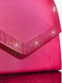 SHEIN BAE 女士纯色水钻装饰手提包，适合日常使用和送礼