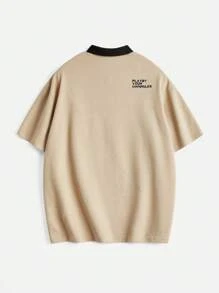 Manfinity VCAY 男士寬鬆短袖針織毛衣套裝，繡有英文字母圖案 - 彩色 - 查看 11