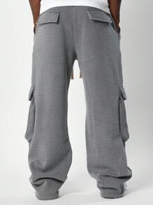 SUMWON Oversized Cargo Sweatpants Relaxed Fit Utility Winter Fleece Lounge Pants Athletic Gym Jogger Pants With Pockets Streetwear Sweatpants