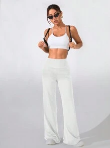SHEIN Sport Studio High Waisted Butt Lifting Yoga Pants For Women, Flared Leg & Fake Pockets Sports Leggings