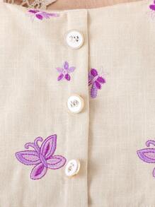 婴幼儿女孩优雅复古印花服装，夏季 - 杏色 - 查看 5