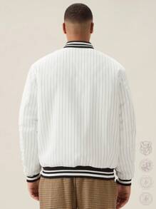 Manfinity VCAY Men Striped Loose Fit Padded Coat, Back To School, For Fall Winter - Multicolor - View 3