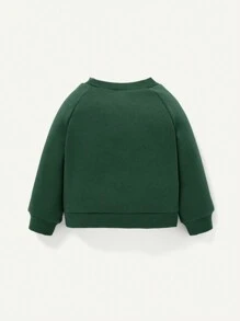 Cozy Pixies Set 2 món bé trai áo nỉ cổ tròn thêu hình gấu dễ thương và quần ống túm - màu xanh lá - Xem 8