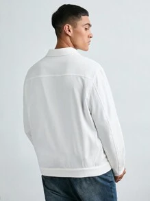 Manfinity VCAY Chaqueta informal de manga larga, de apertura frontal, suelta y de color liso, tejida para hombre