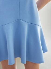 MOTF STUDIO SOLID FLOWY HEM SHORT DRESS WITHOUT BELT - Baby Blue - View 3