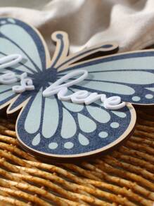 蝴蝶形新生女婴摄影里程碑木质道具 - 彩色 - 查看 7