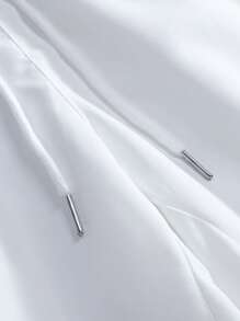 Manfinity Homme Striped Print Front Button Short Sleeve Shirt And Solid Color Drawstring Shorts Casual Summer Outfit - Blue - View 4