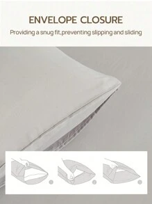 1 件浅灰色超柔软纯色枕套轻质床上用品信封封口纯色床枕套，适用于卧室 - 淺灰色 - 查看 4