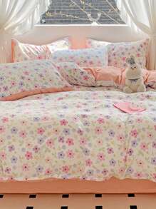 2/3 Bộ chăn ga gối hoa Ditsy tươi mát mùa hè dễ thương dành cho ký túc xá nữ sinh, màu hồng - Nhiều màu - Xem 5