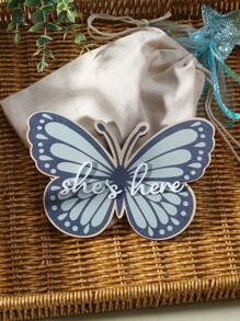 蝴蝶形新生女婴摄影里程碑木质道具 - 彩色 - 查看 5