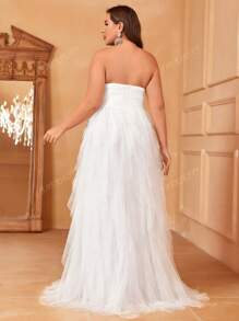 Faeriesty Plus Elegant Formal Wedding Dress With Ruched Bodice For Romantic Celebrations,Bride