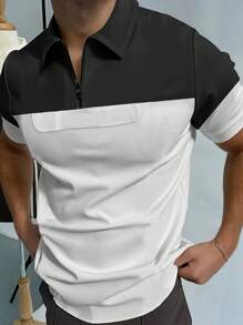 Manfinity Sport Corelite Boyfriend Style Men's Summer Casual Color Block Sport Polo Shirt