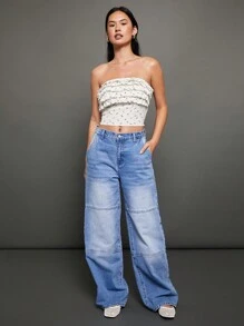 WESTFADE Pantalones vaqueros rectos de tela vaquera de algodón premium - Lavado ligero - Ver 3