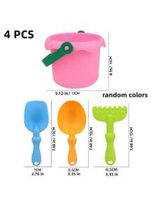 Beach Sand Toys Set  Beach Molds, Beach Bucket Shovel Tool Kit, Sandbox Toys for Toddlers, Kids Outdoor, Snow Toys 4 Piece(Random Color)