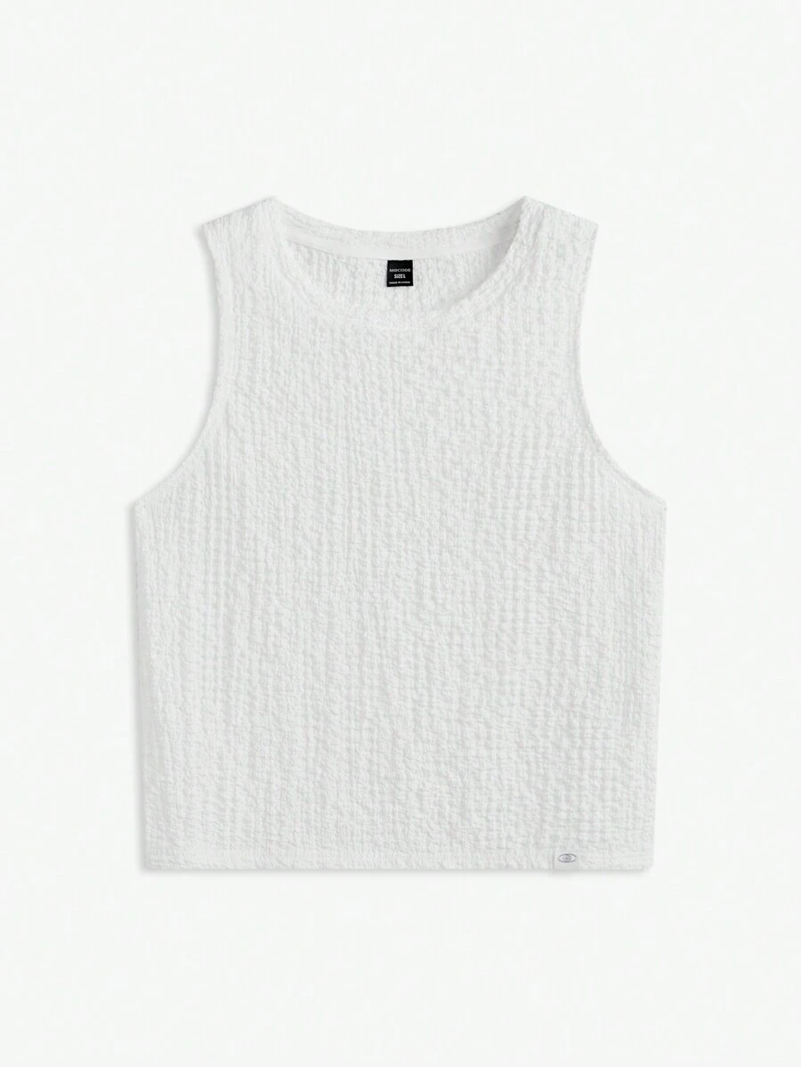 Manfinity VCAY Men's Knitted Sleeveless Slim-Fit Casual Tank Top With Round Neckline, Suitable For Summer