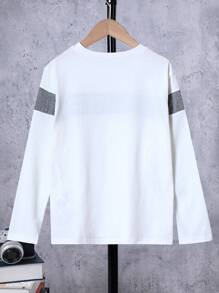 SHEIN Camiseta térmica com camada de base elástica de malha casual para meninos pré-adolescentes