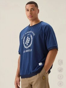 Manfinity VCAY Men's Loose Fit English Text Graphic Short Sleeve T-Shirt, Summer,Back To School