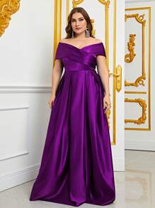 Elegante vestido de noche con hombros descubiertos para mujeres, vestido de fiesta con escote corazón sin tirantes y falda larga fluida, perfecto para ceremonias de boda, eventos de alfombra roja, retratos nupciales y cenas de aniversario de lujo - Morado - Ver 4