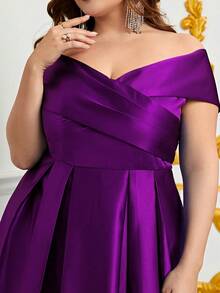 Elegante vestido de noche con hombros descubiertos para mujeres, vestido de fiesta con escote corazón sin tirantes y falda larga fluida, perfecto para ceremonias de boda, eventos de alfombra roja, retratos nupciales y cenas de aniversario de lujo - Morado - Ver 3