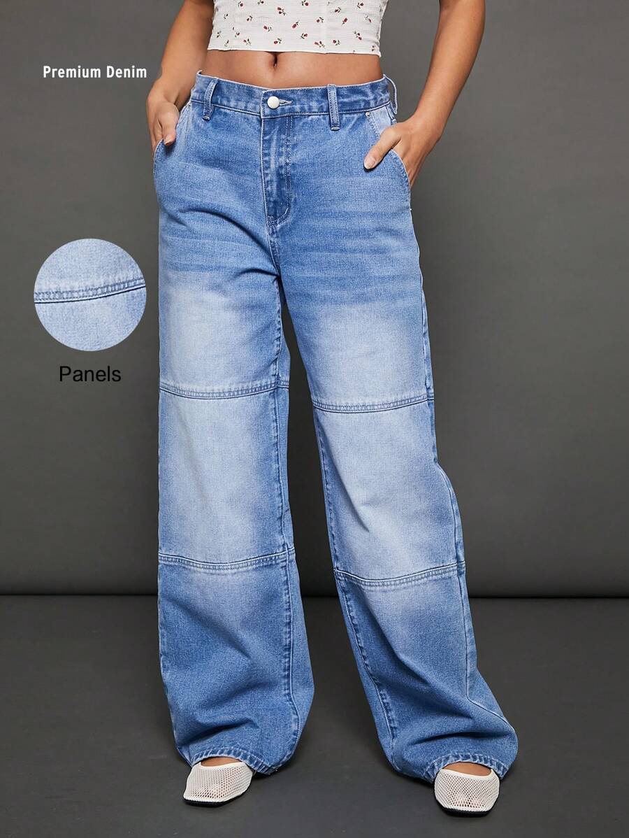 WESTFADE Pantalones vaqueros rectos de tela vaquera de algodón premium - Lavado ligero - Ver 1